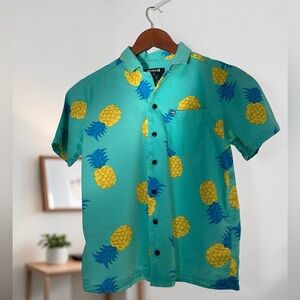 Hurley Teal Pineapple Print Shirt size M (10-12 years)